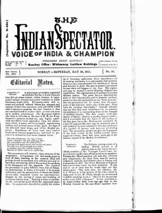cover page of Voice of India published on May 13, 1911